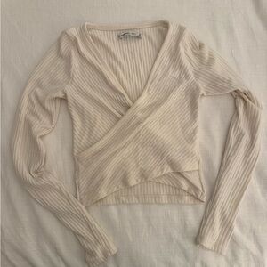 Abercrombie & Fitch Cream Ribbed Crop Top